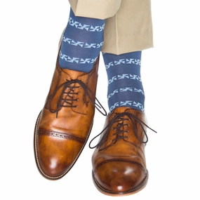 Indigo Blue with Sky Blue Pinwheel Cotton Sock OTC