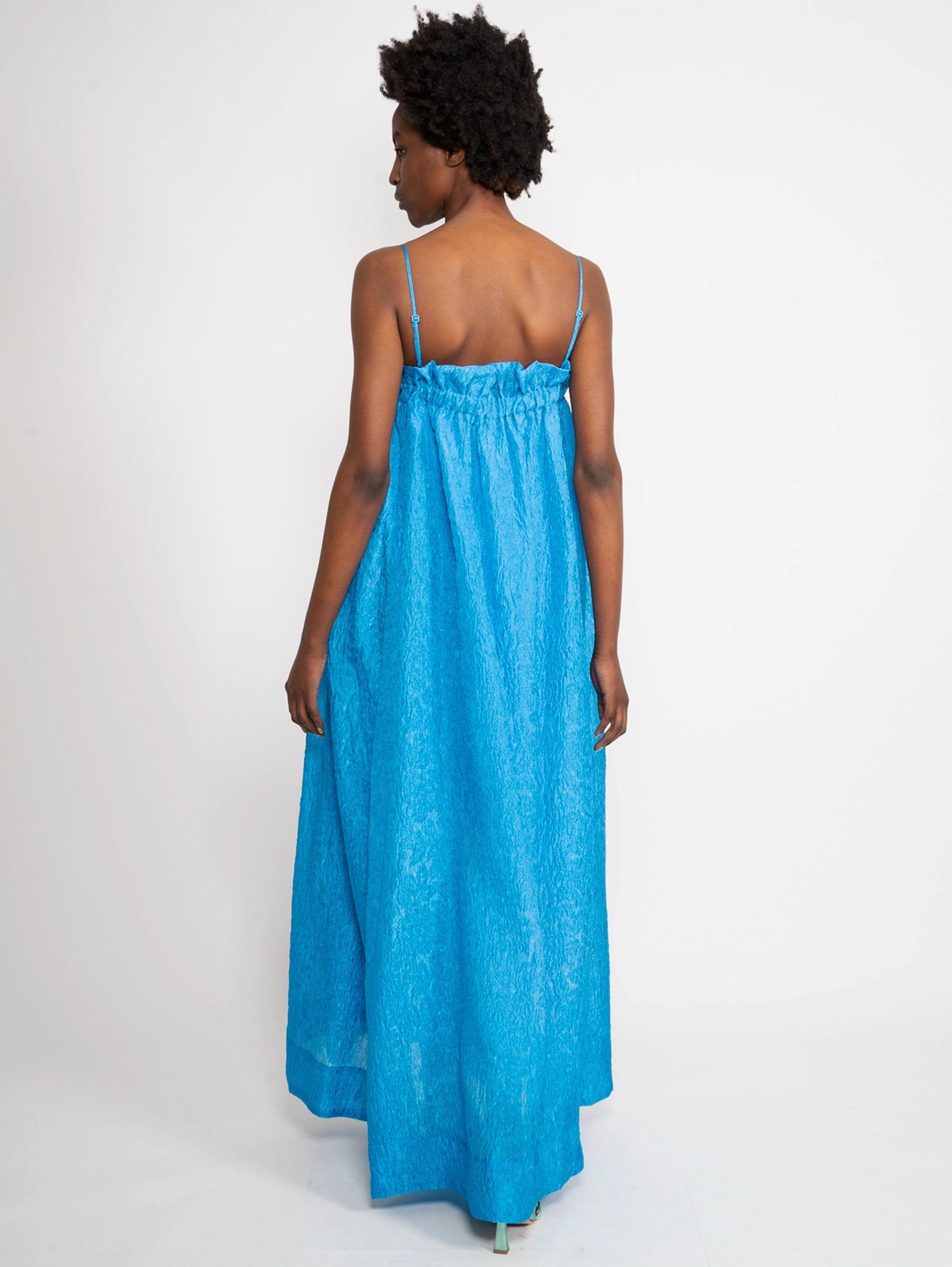 Jacquard Fabric Dress with Blue Elastic