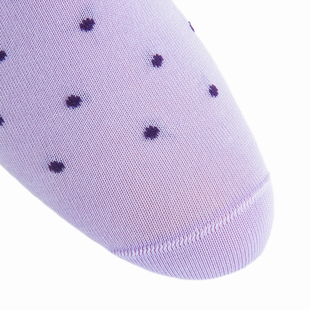 Lavender with Purple Dot Cotton Sock Linked Toe Mid-Calf