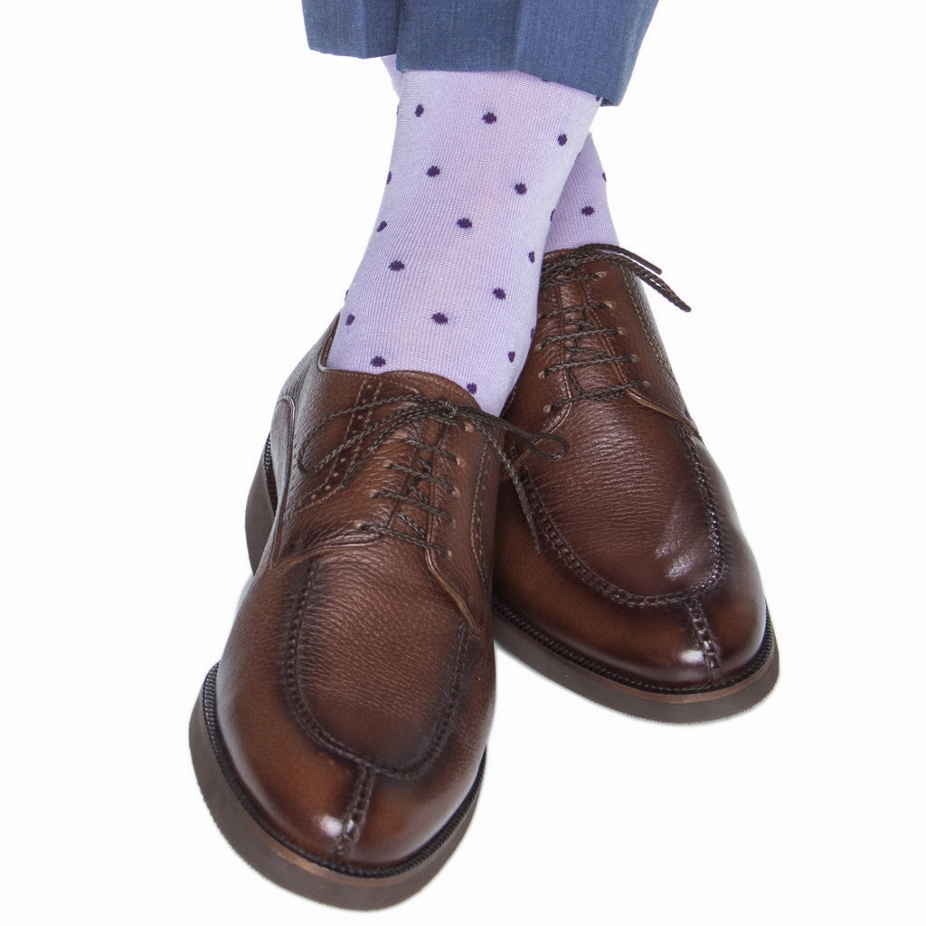 Lavender with Purple Dot Cotton Sock Linked Toe OTC