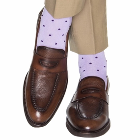 Lavender with Purple Dot Cotton Sock Linked Toe OTC