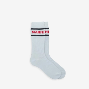 Logo Cuff Socks Lily White