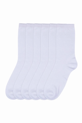 MAMIA LADIES PLAIN CREW SOCKS (70501_WHITE)