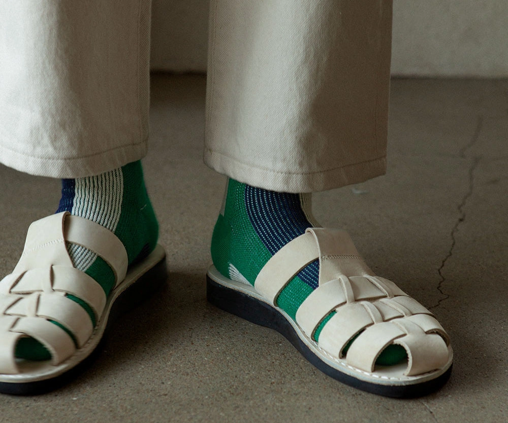 Men's BLanCHE Socks - Green, Ivory, & Navy