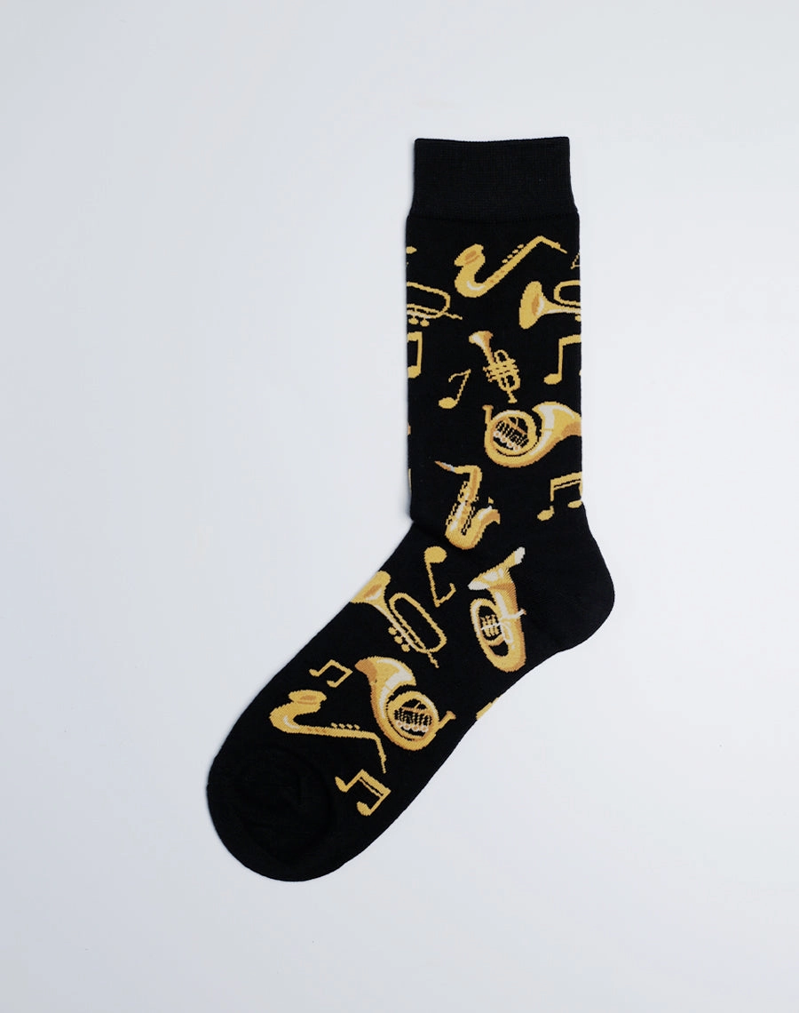 Men's Brass Instruments Jazz Music Crew Socks