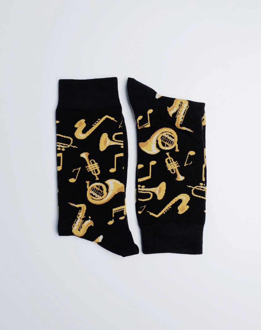 Men's Brass Instruments Jazz Music Crew Socks