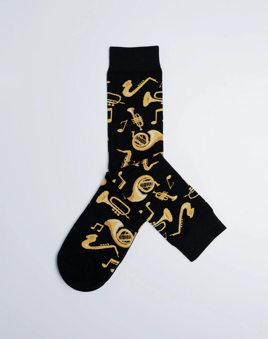Men's Brass Instruments Jazz Music Crew Socks