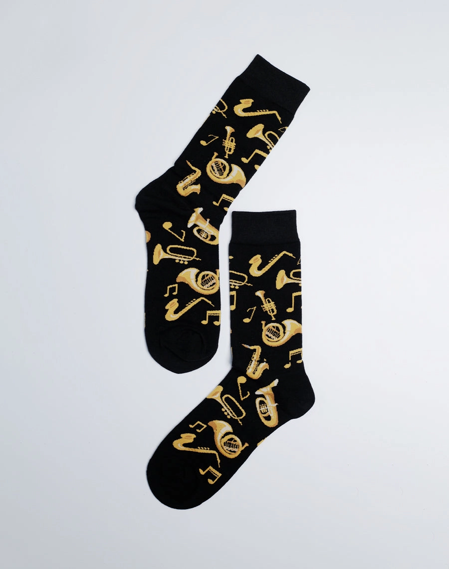 Men's Brass Instruments Jazz Music Crew Socks