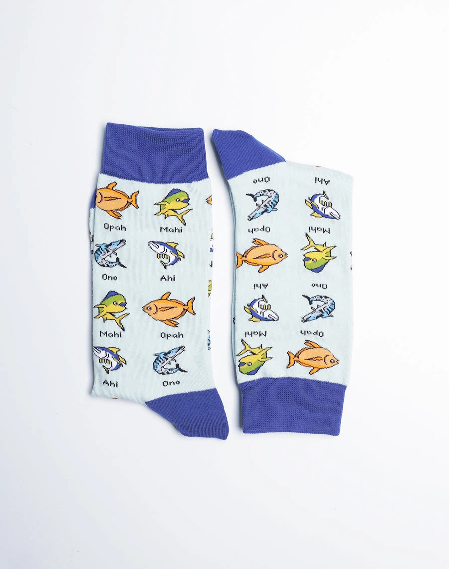 Men's Catch Of The Day Hawaiian Fish Crew Socks