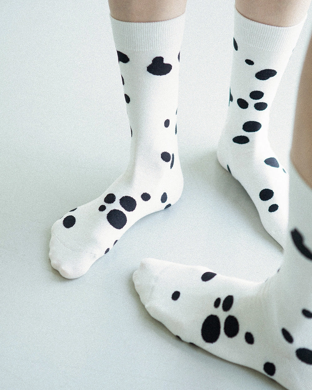 Men's Dalmatian Pattern Socks - White & Black