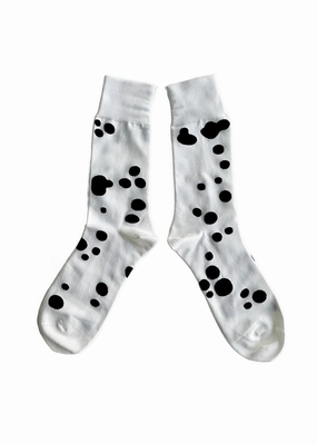 Men's Dalmatian Pattern Socks - White & Black