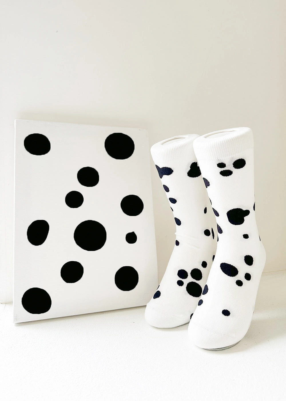 Men's Dalmatian Pattern Socks - White & Black