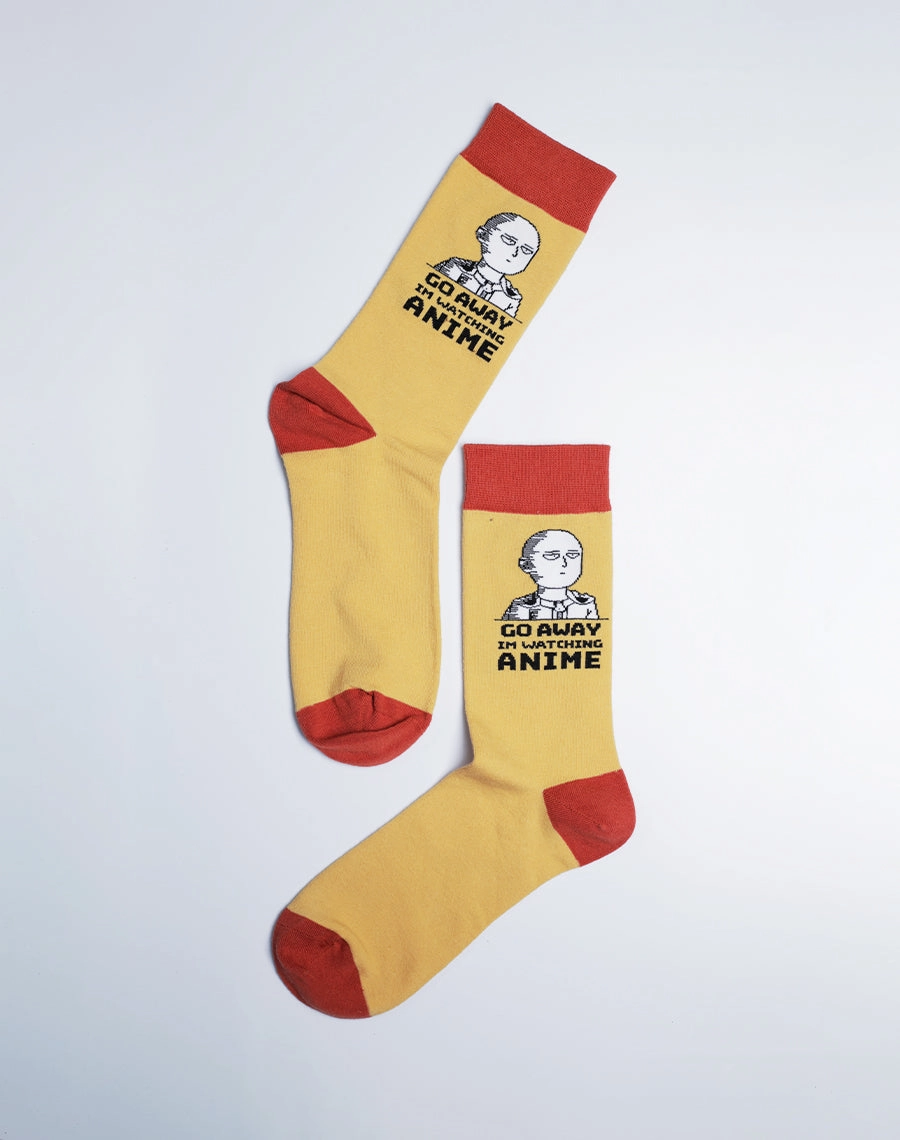 Men's Go Away I'm Watching Anime Crew Socks