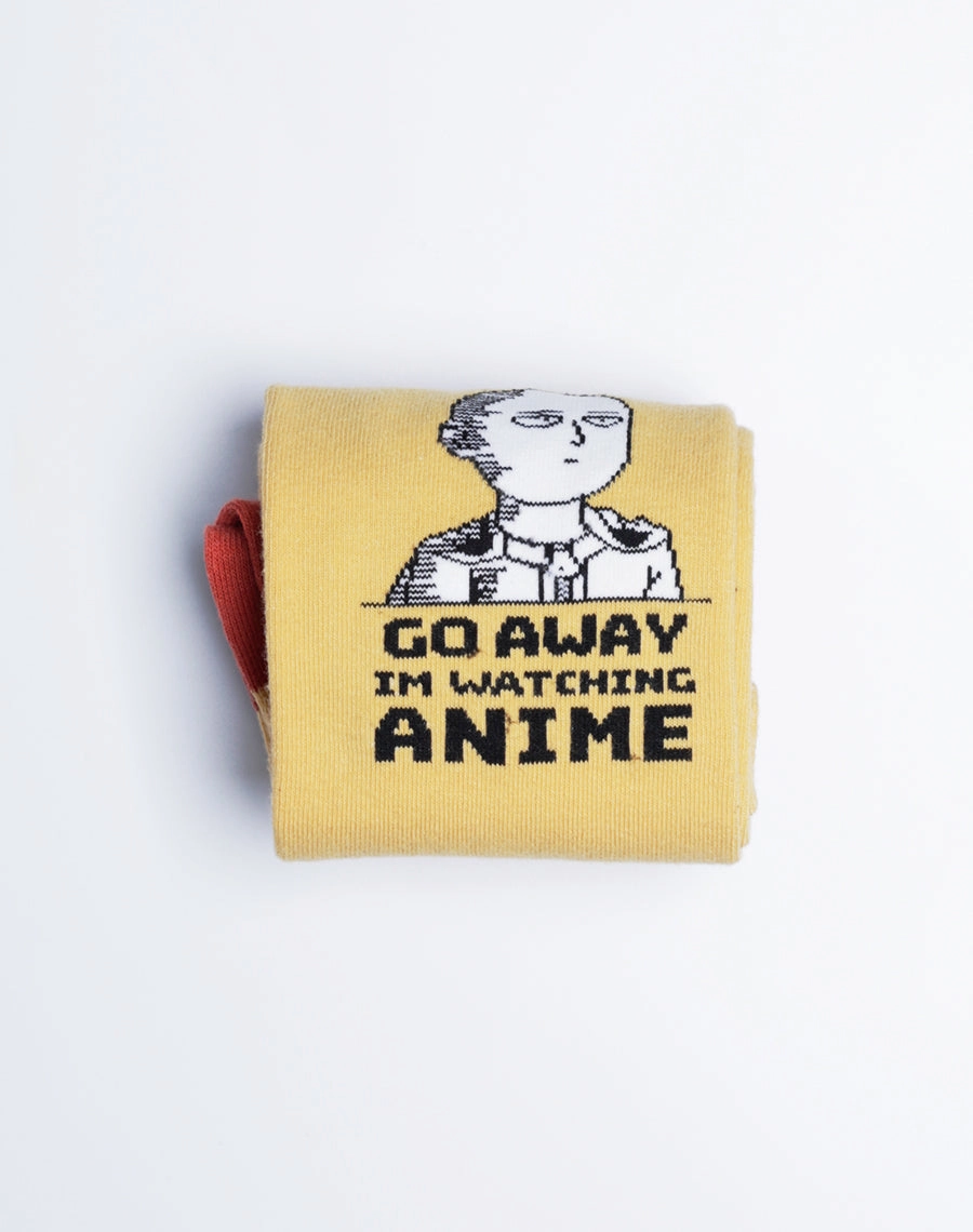 Men's Go Away I'm Watching Anime Crew Socks