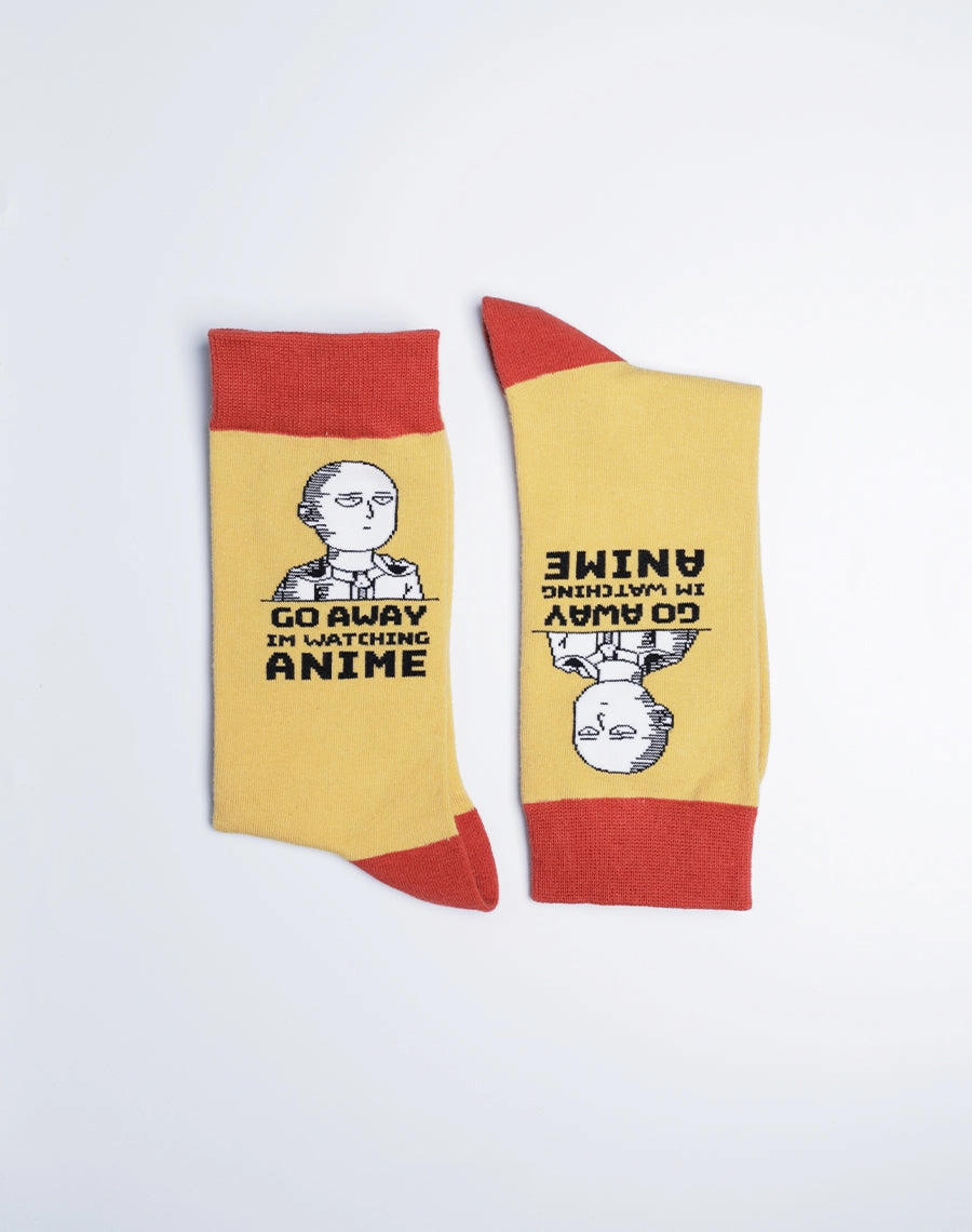 Men's Go Away I'm Watching Anime Crew Socks