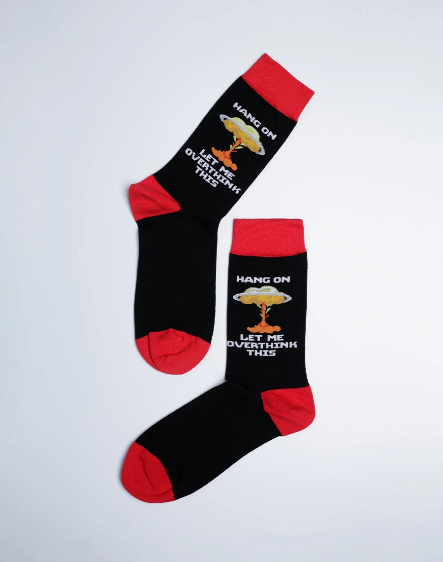 Men's Hang On Let Me Overthink This Funny Crew Socks