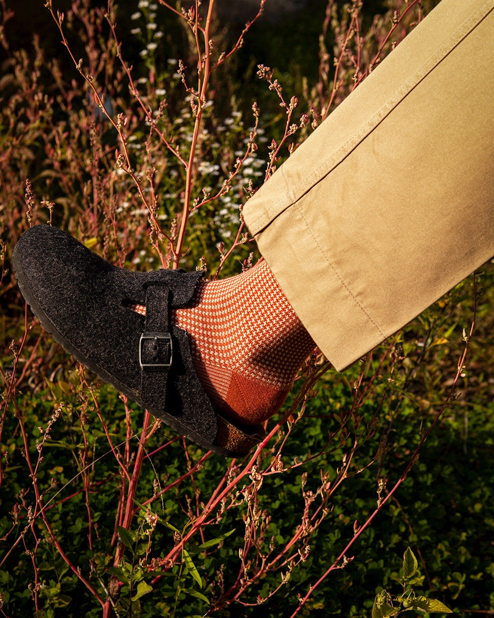 Men's Houndstooth Socks - Orange & Ivory