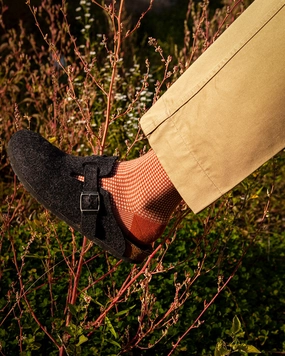 Men's Houndstooth Socks - Orange & Ivory