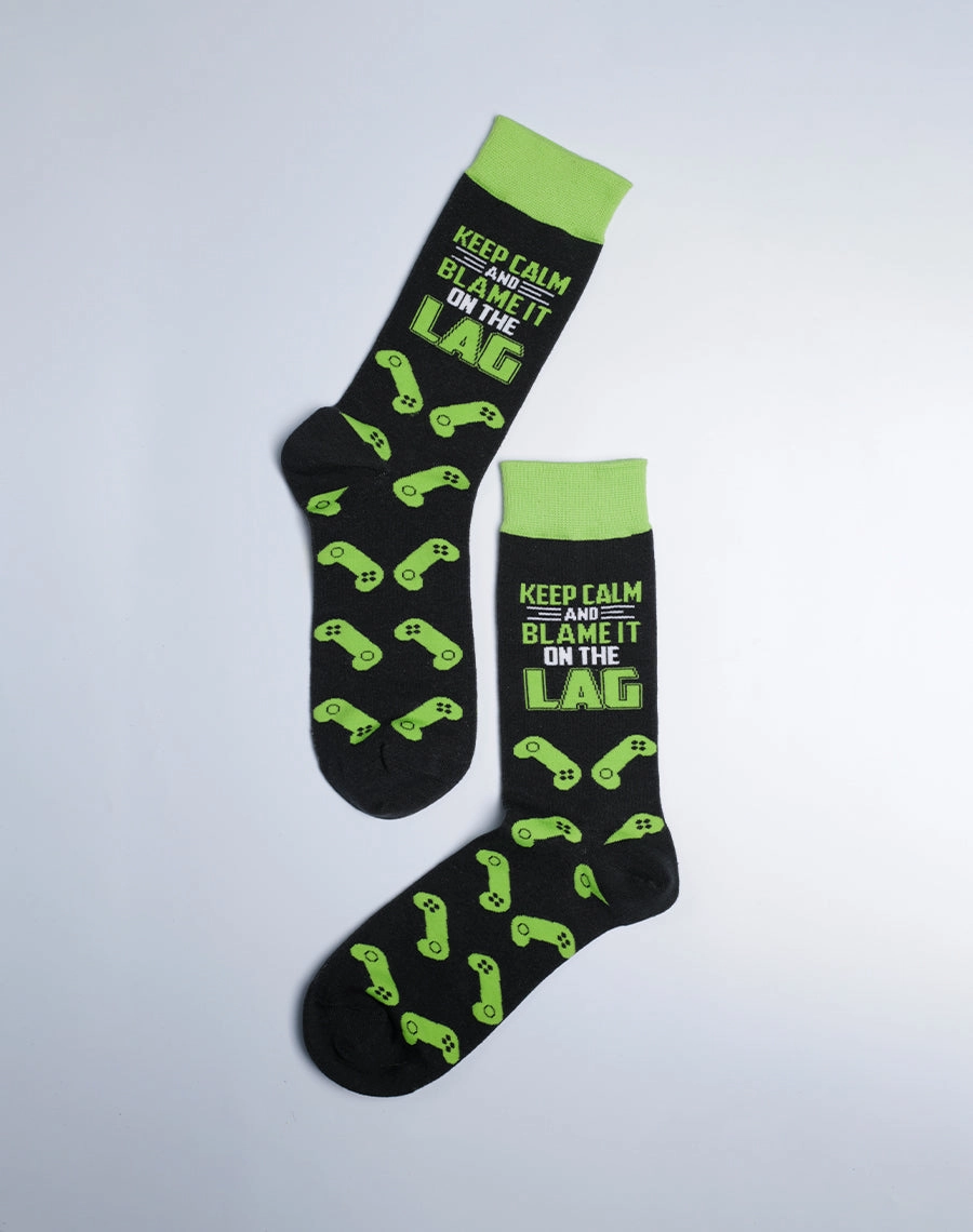 Men's Keep Calm & Blame It On The Lag Gaming Crew Socks