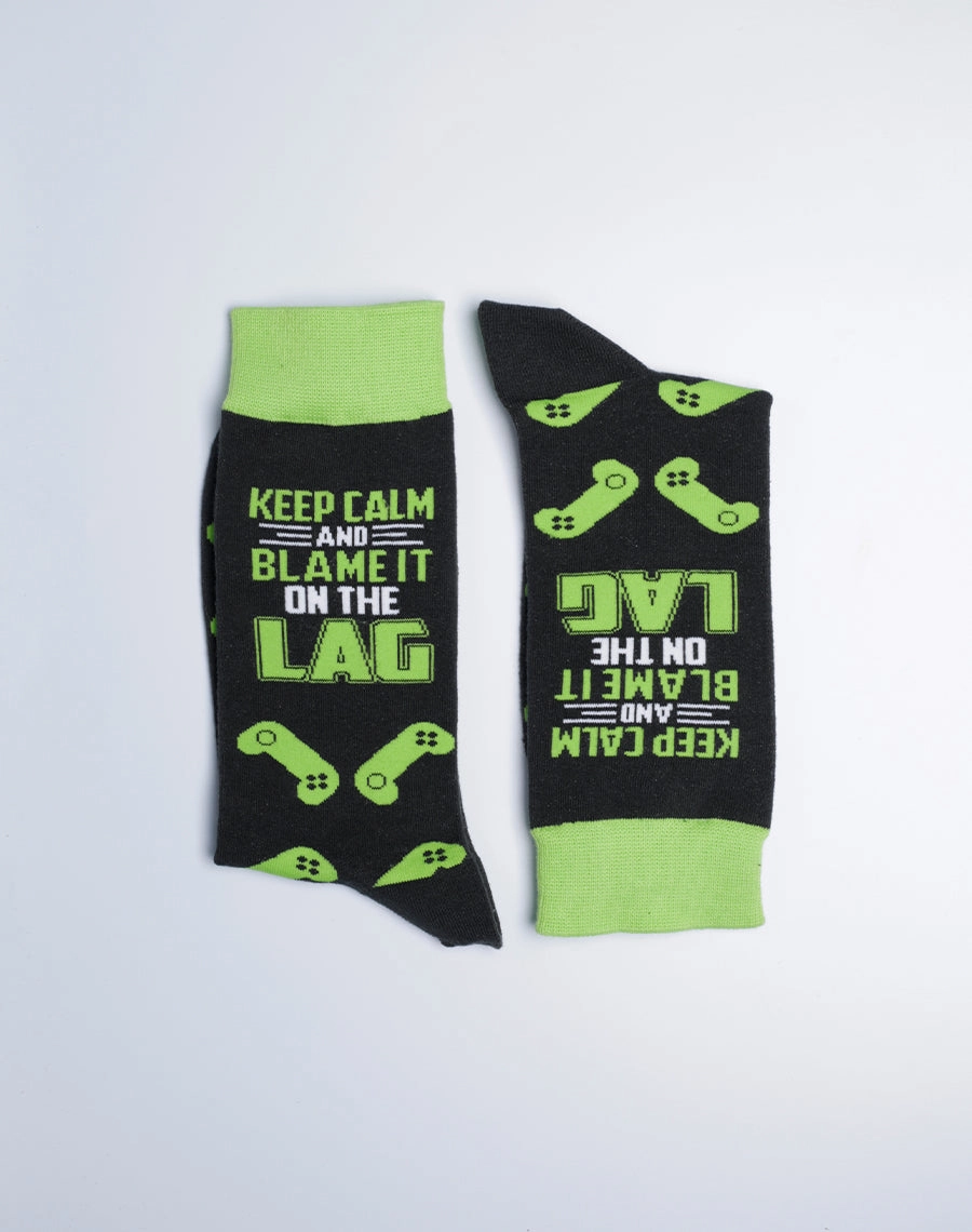 Men's Keep Calm & Blame It On The Lag Gaming Crew Socks