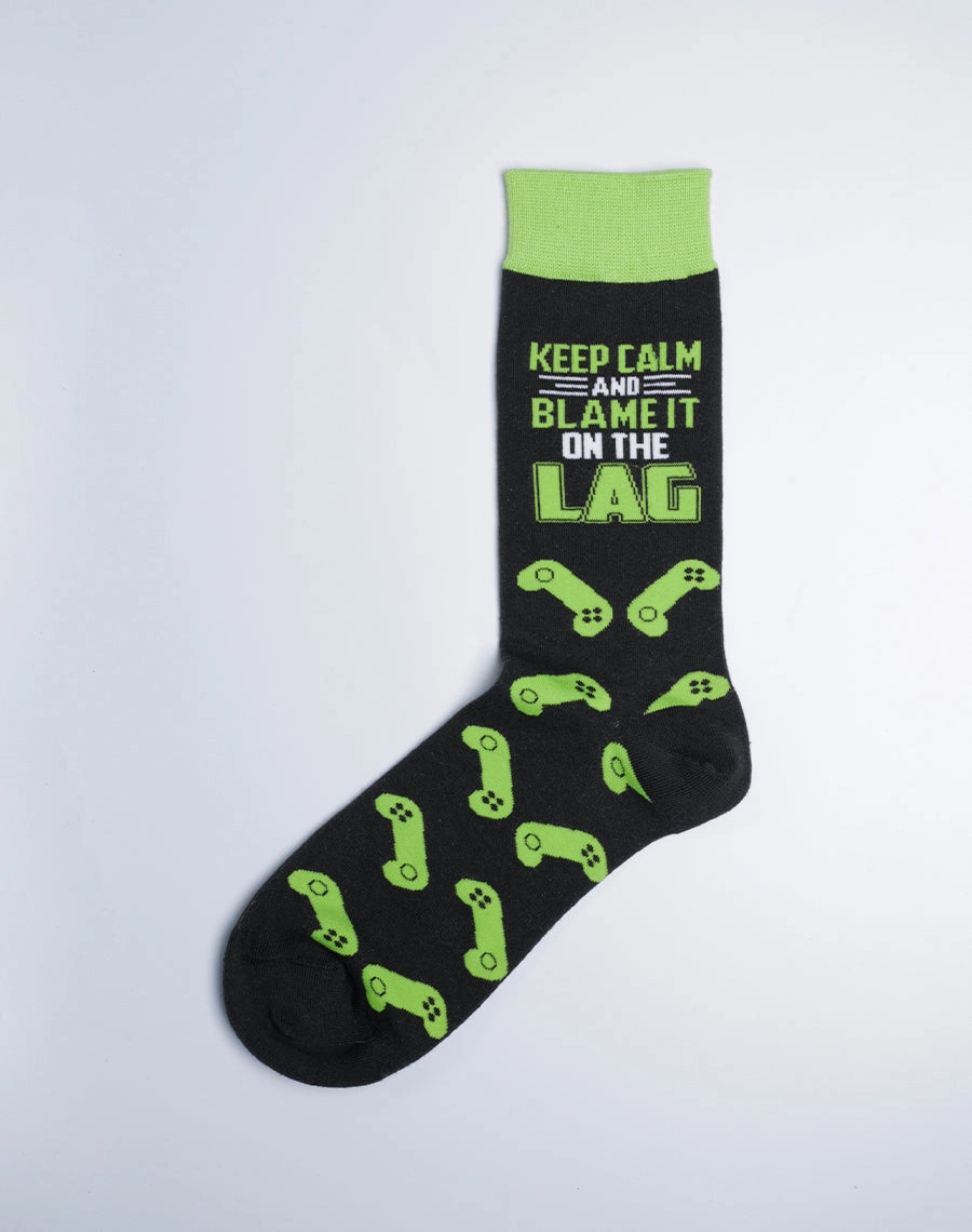 Men's Keep Calm & Blame It On The Lag Gaming Crew Socks