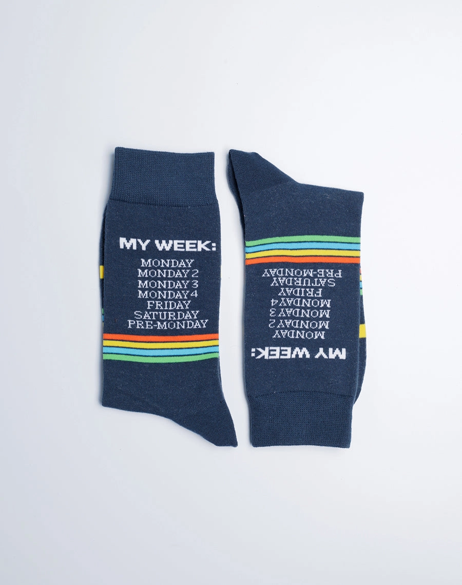 Men's My Week Monday Funny Crew Socks
