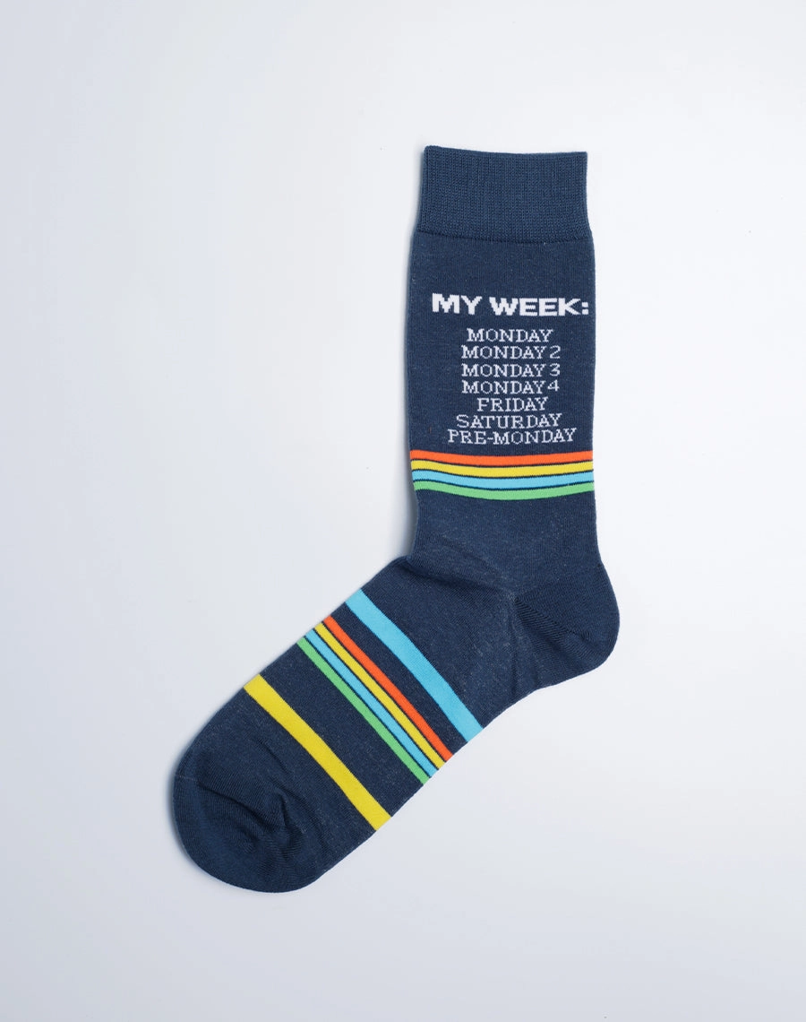Men's My Week Monday Funny Crew Socks