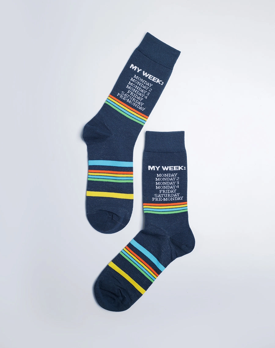Men's My Week Monday Funny Crew Socks
