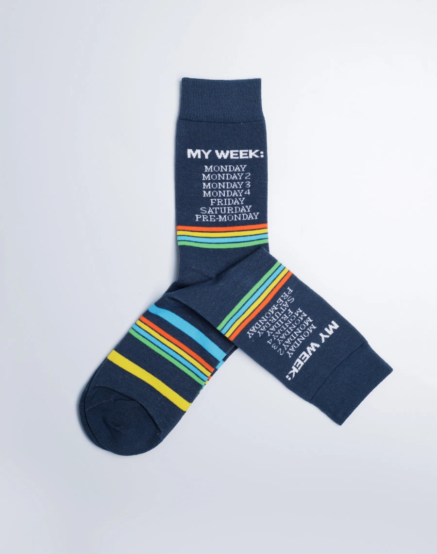 Men's My Week Monday Funny Crew Socks