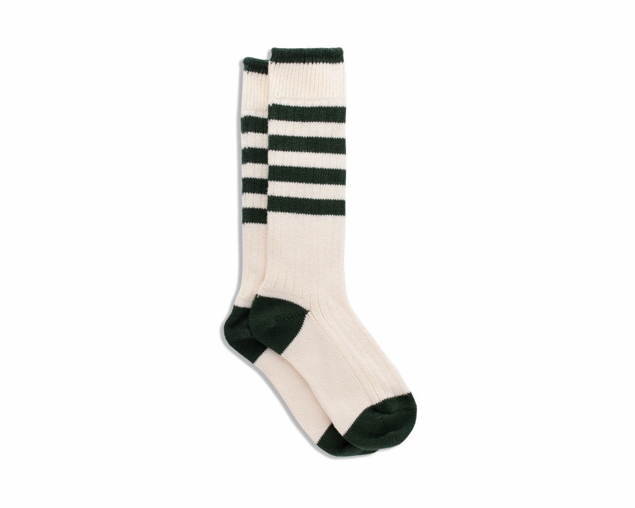 Men's Organic Cotton Striped Ribbed Socks - Ivory/Vintage Green