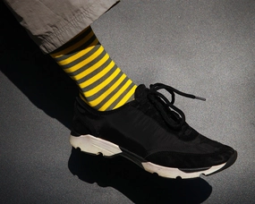 Men's Stripe Pattern Socks - Gray & Yellow