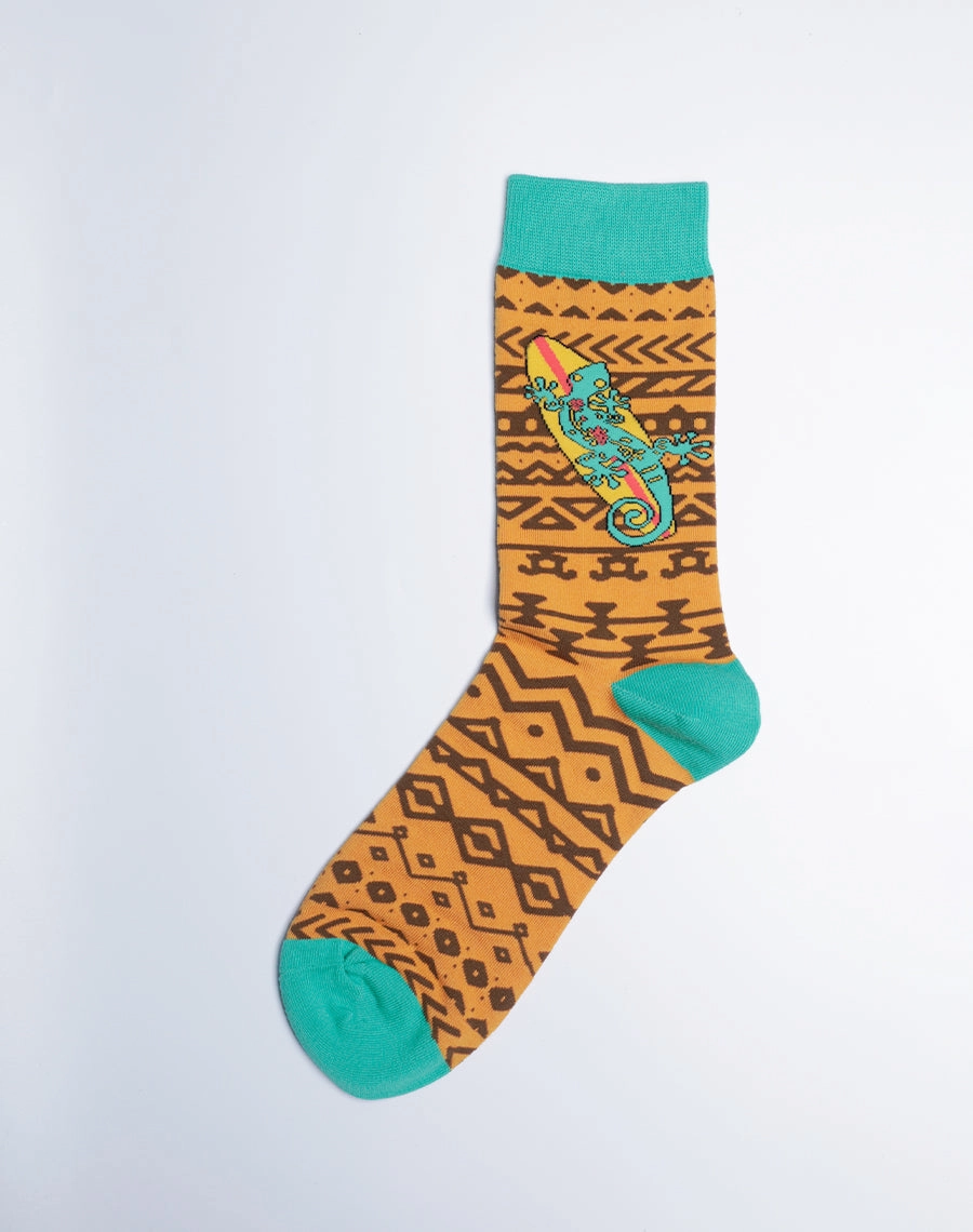Men's Tribal Gecko Tropical Crew Socks