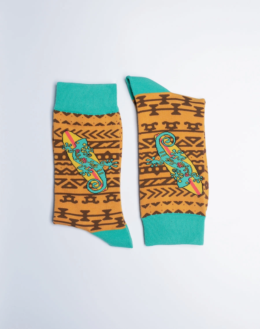 Men's Tribal Gecko Tropical Crew Socks