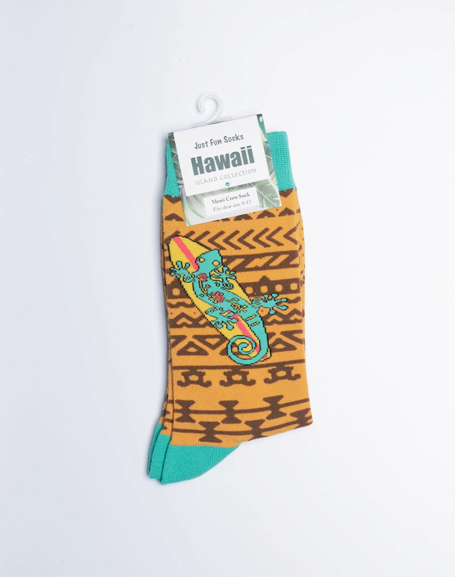 Men's Tribal Gecko Tropical Crew Socks
