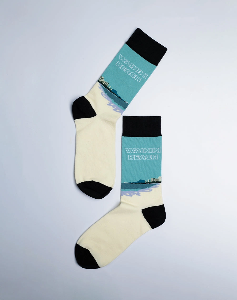 Men's Waikiki Beach Hawaii Crew Socks