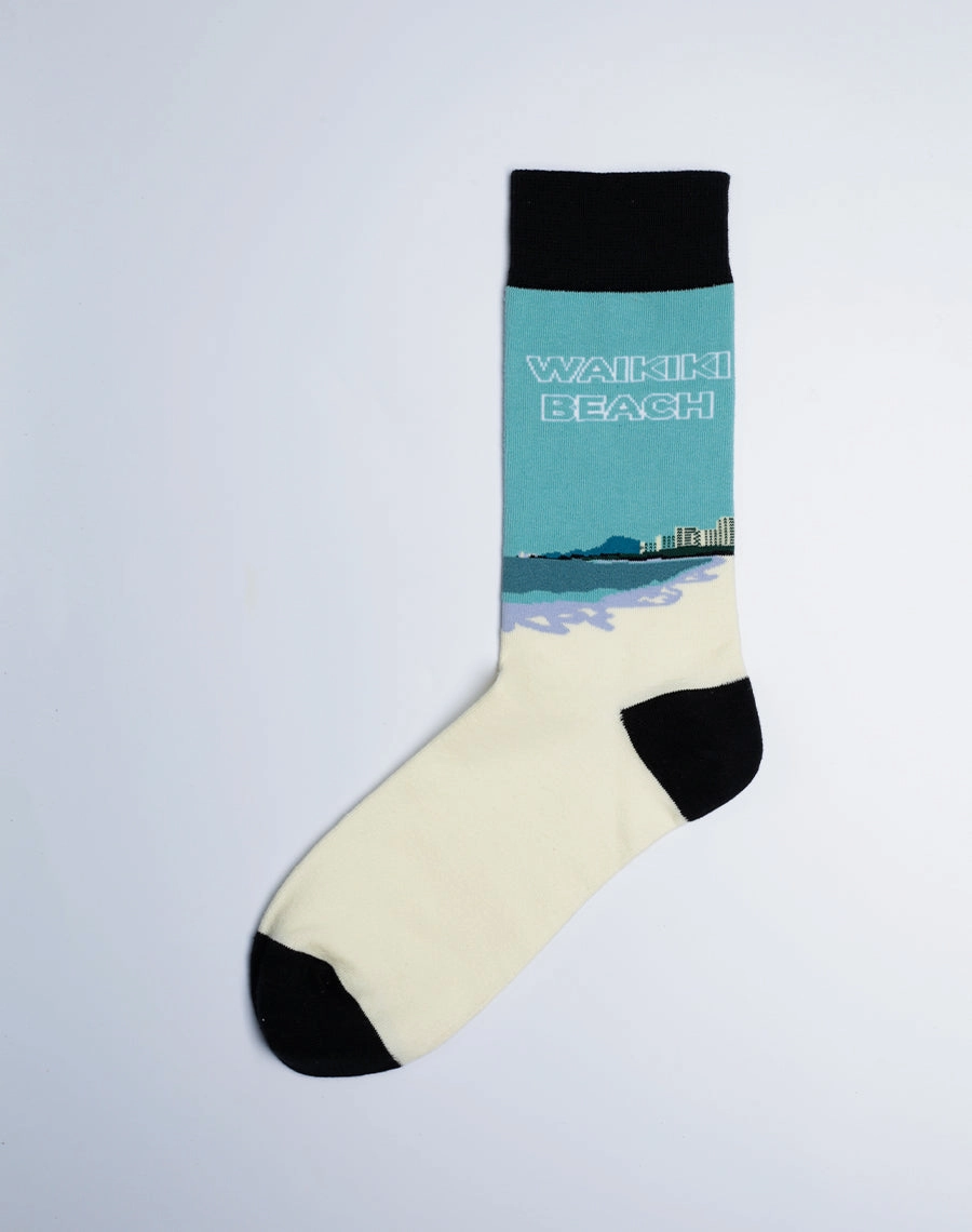 Men's Waikiki Beach Hawaii Crew Socks