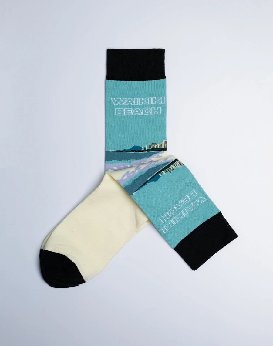 Men's Waikiki Beach Hawaii Crew Socks