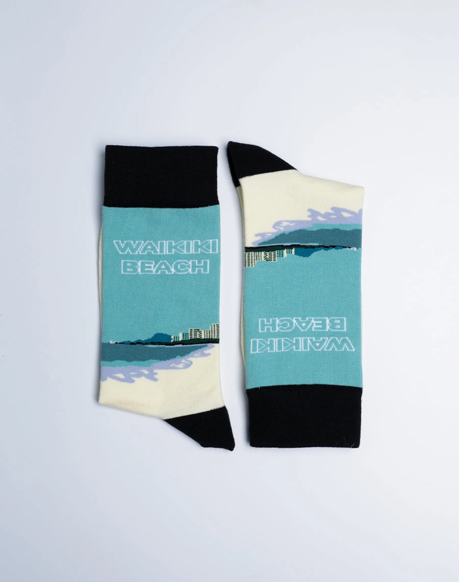 Men's Waikiki Beach Hawaii Crew Socks
