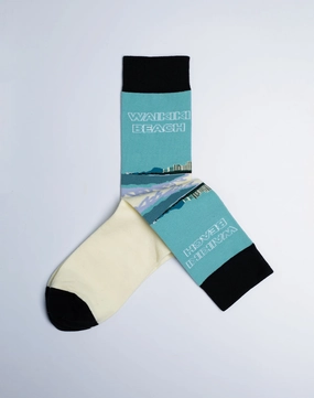 Men's Waikiki Beach Hawaii Crew Socks