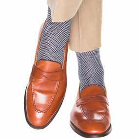 Navy and Sky Blue Birdseye Cotton Sock Linked Toe OTC