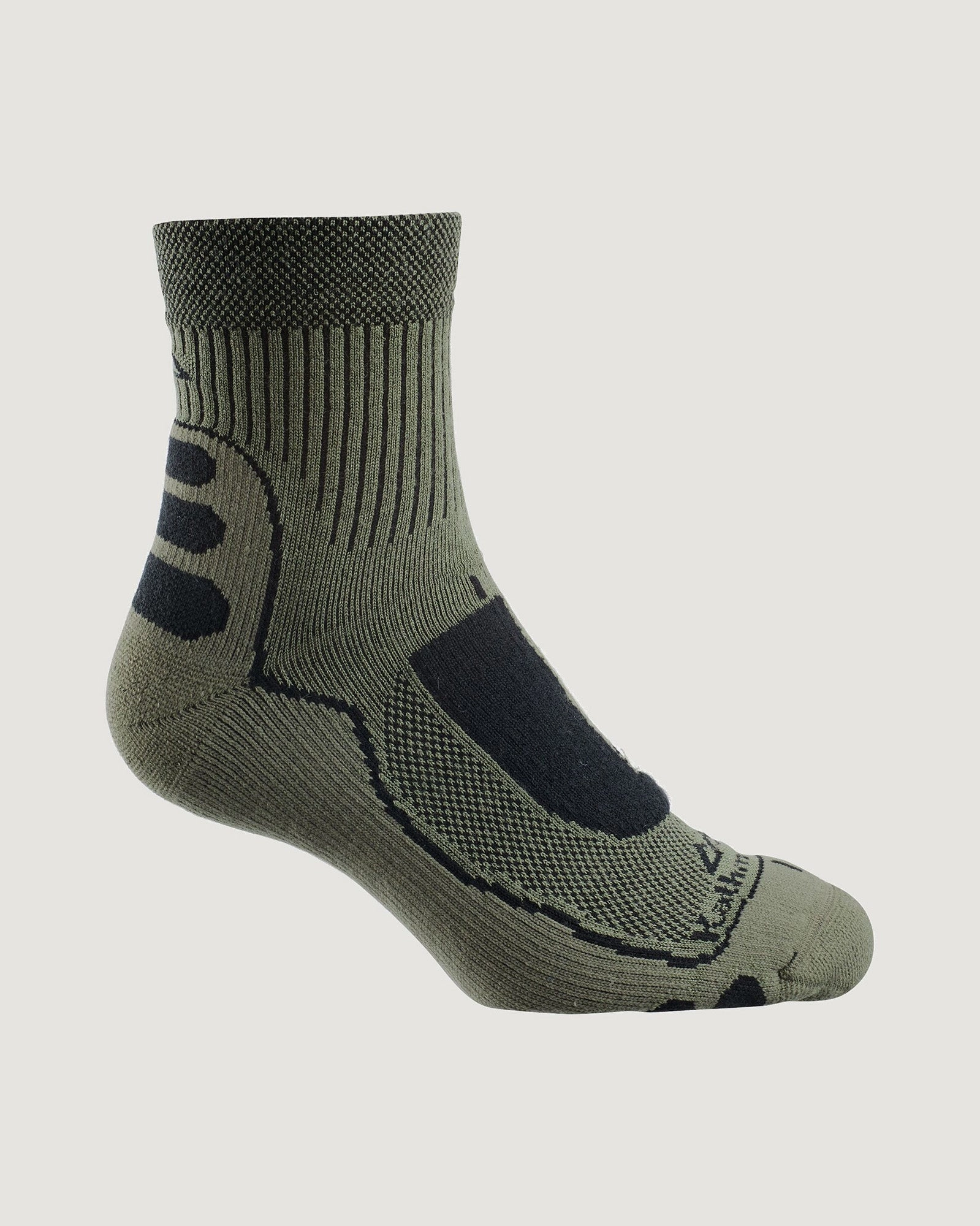 NuYarn Ergonomic Quarter Crew Hiking Socks - Moss