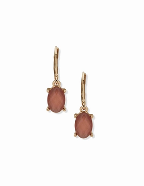 Oval Stone Drop Earring - Rose/Peach