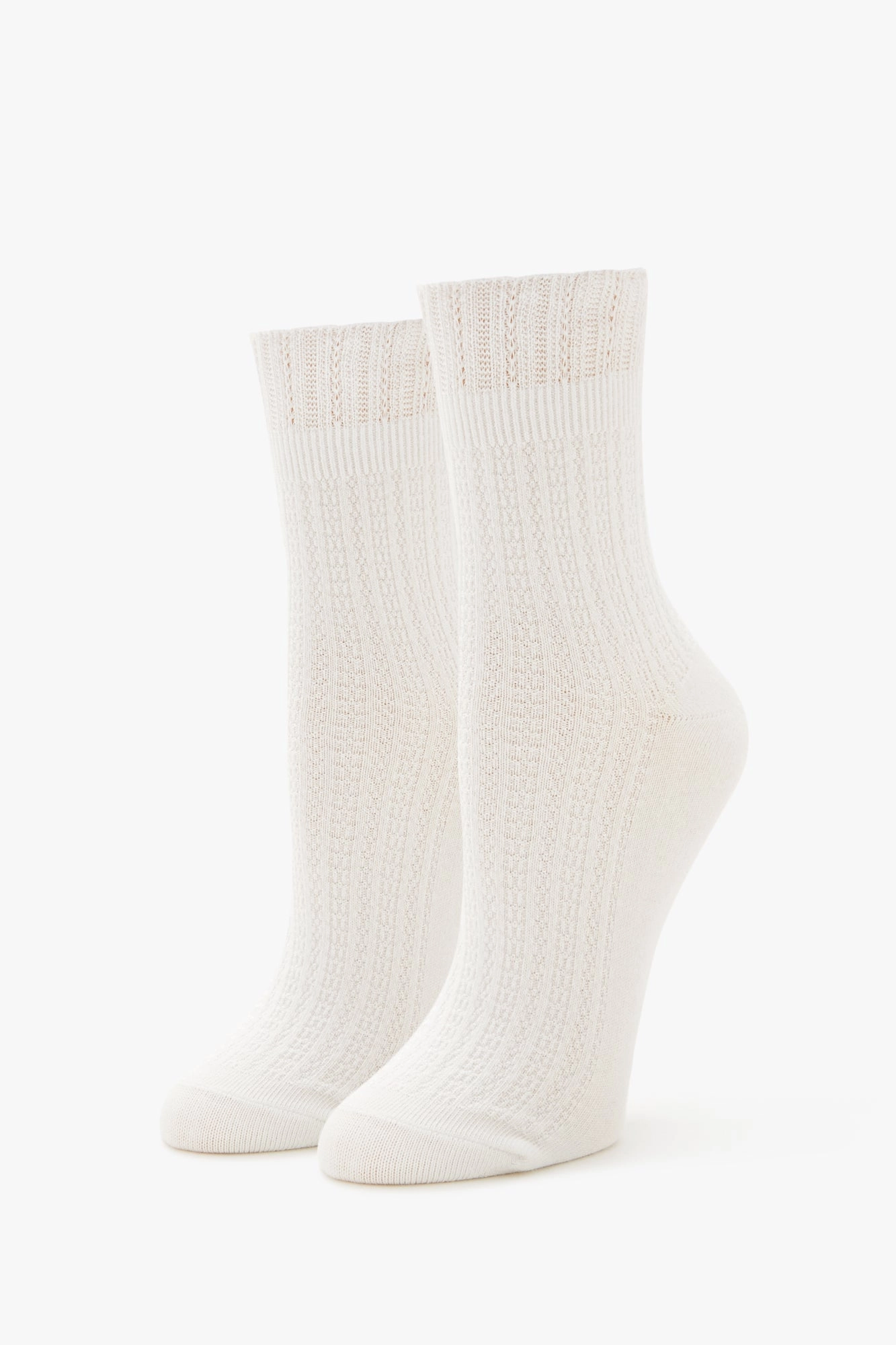 Pointelle Ruffle Trim Crew Socks