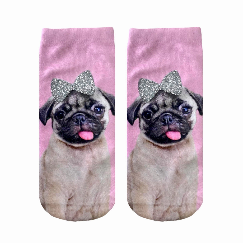 Pug with Bow Glitter