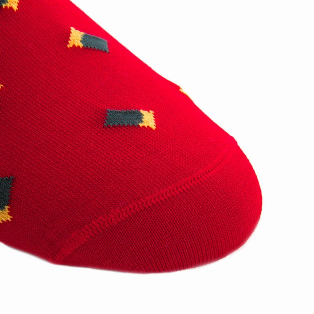 Red with Green Shotgun Shell Cotton Sock Linked Toe OTC