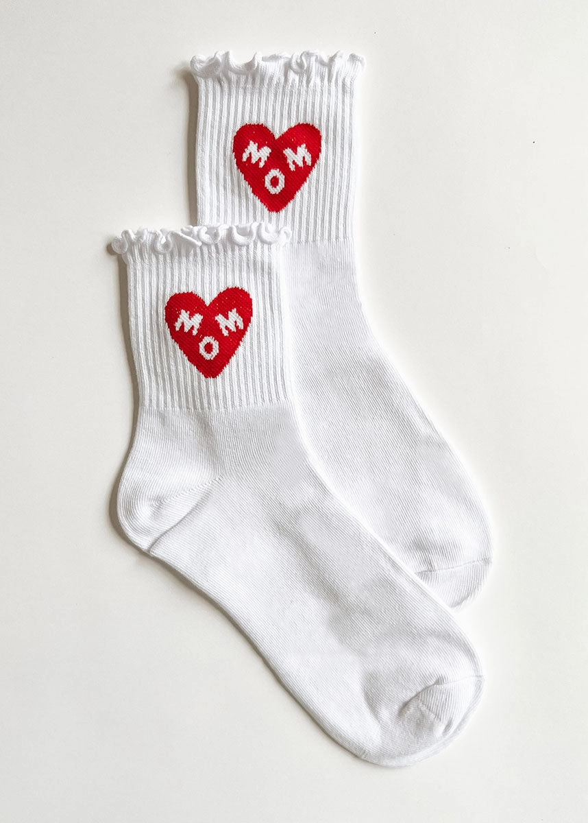 Ruffle Heart Mom Socks