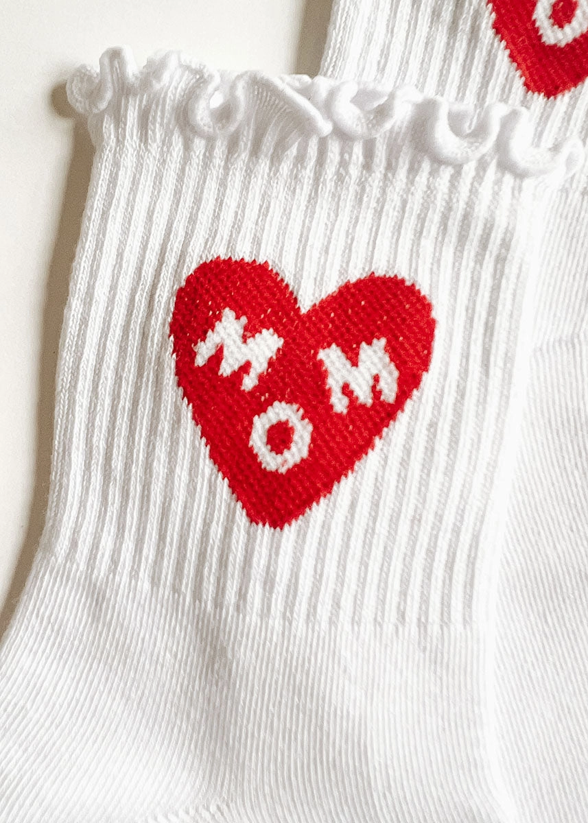 Ruffle Heart Mom Socks
