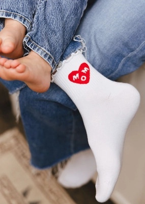 Ruffle Heart Mom Socks