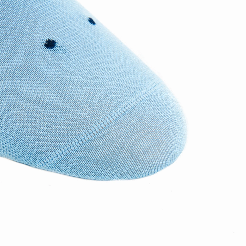 Sky Blue with Navy Dot Cotton Sock Linked Toe OTC
