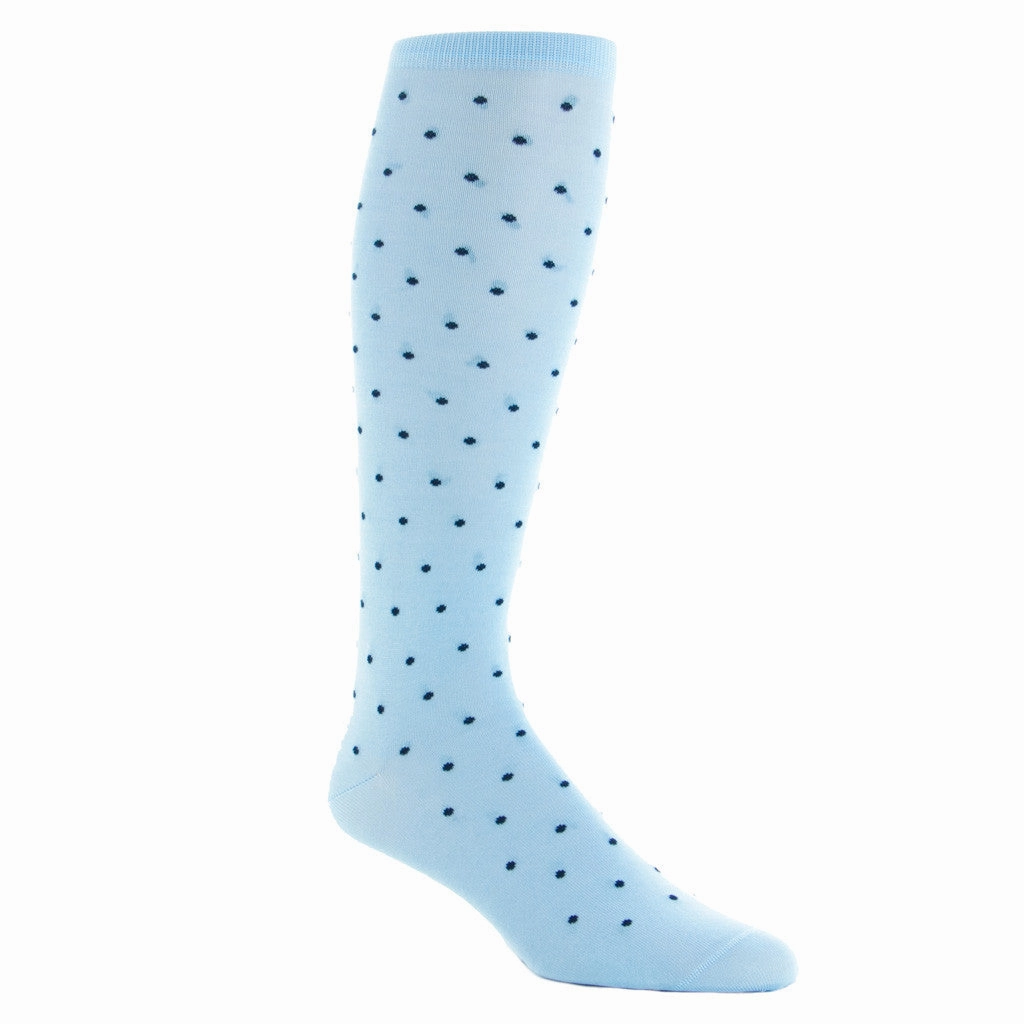 Sky Blue with Navy Dot Cotton Sock Linked Toe OTC